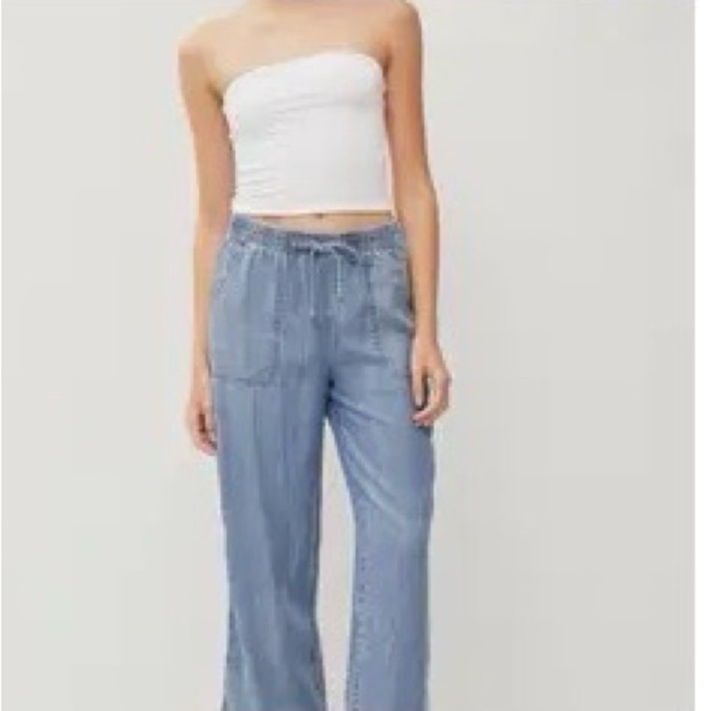 BE COOL Light Blue Straight-Leg Pants